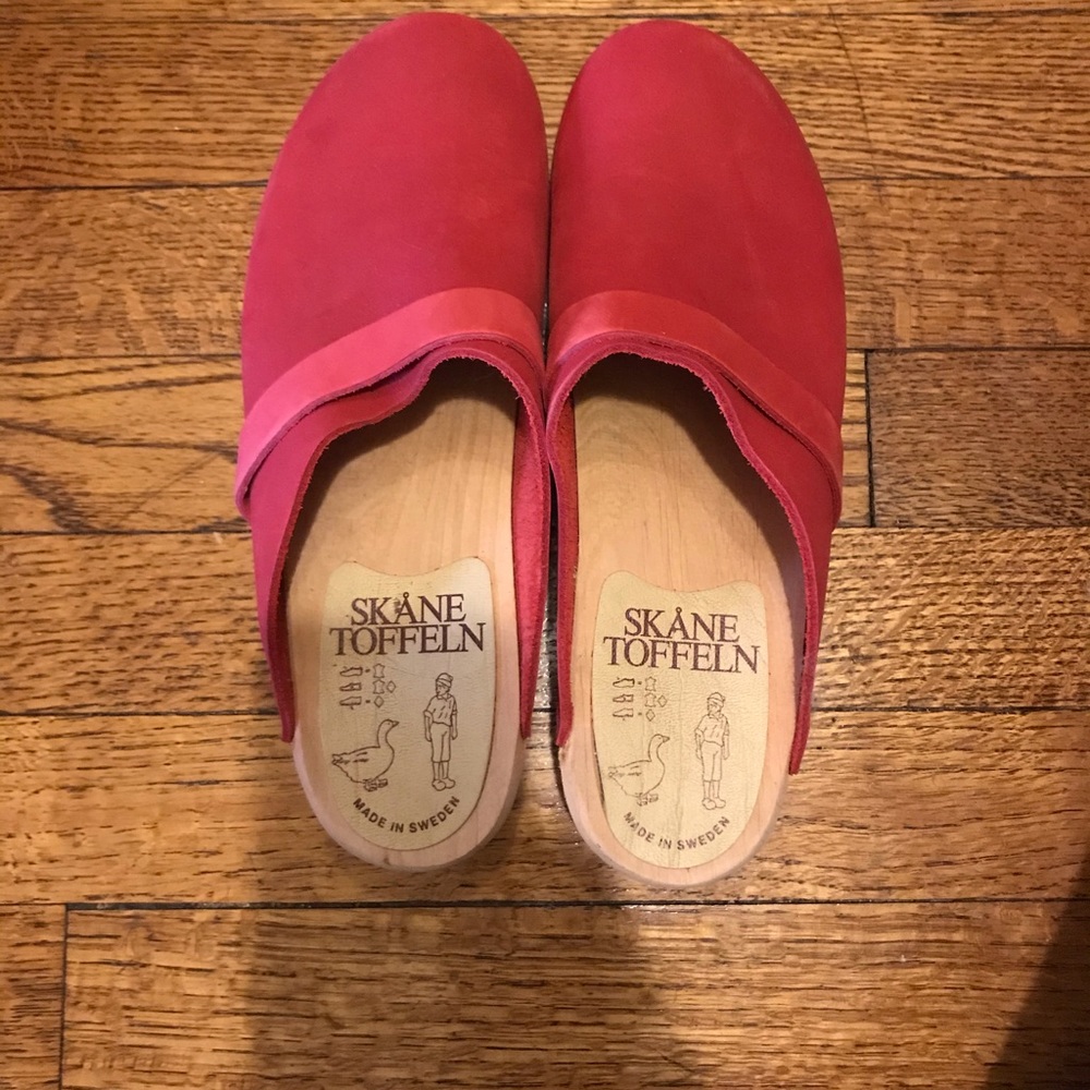 Cute red Swedish clogs